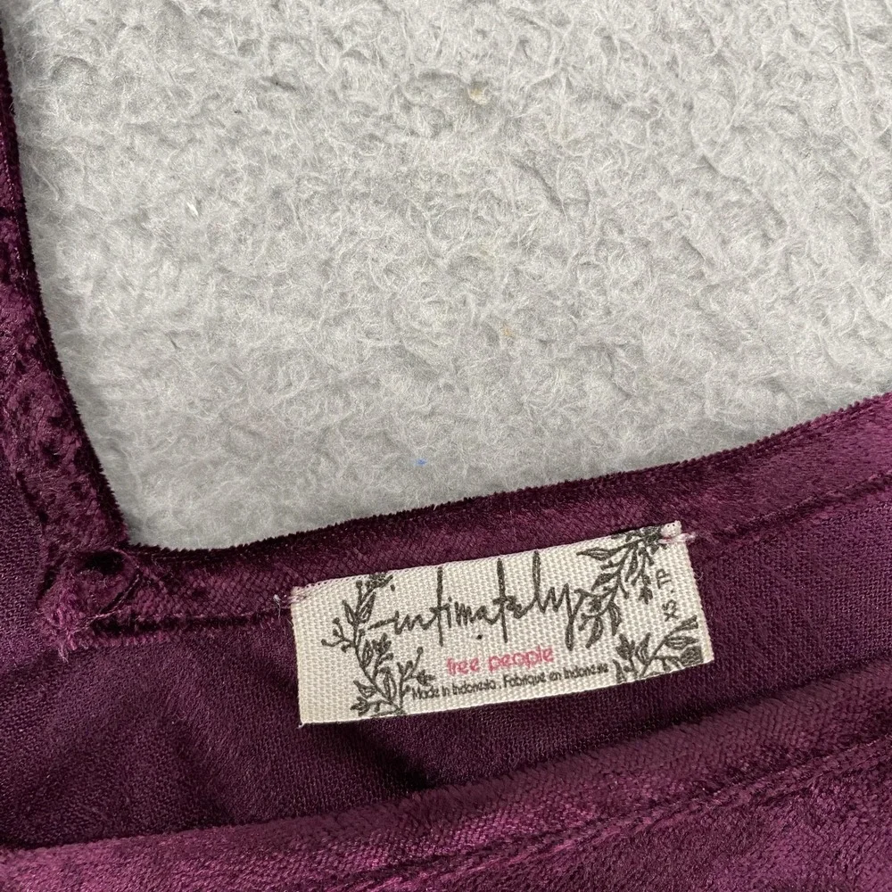 Free People Intimately Crop Tank Top Womens XS Purple Velvet Button Tie Front